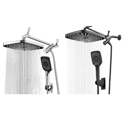 12 Inch Rainfall Rain Shower System Height/Angle Adjustable Hand Shower Head Shower Set with Extension Arm in Wall Shower System