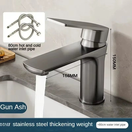 Basin Faucet Stainless Steel Faucet, Washbasin, Sink, Hot and Cold Water, Household Bathroom Sink, Washbasin, Bathroom Counter