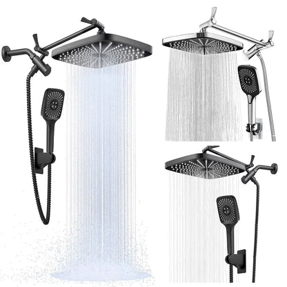 12 Inch Rainfall Rain Shower System Height/Angle Adjustable Hand Shower Head Shower Set with Extension Arm in Wall Shower System