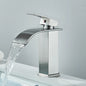 Matte Black Waterfall Basin Faucet Single Handle Hot Cold Water Mixer Tap for Bathroom Wash Basin Mixer Crane