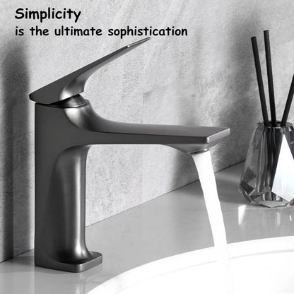 Brass Core Modern Bathroom Sink Faucet Grey Hot and Cold Water Mixer Tap Single Handle Deck Mounted Washbasin Crane for Bathroom