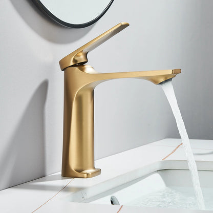 Brass Core Modern Bathroom Sink Faucet Grey Hot and Cold Water Mixer Tap Single Handle Deck Mounted Washbasin Crane for Bathroom